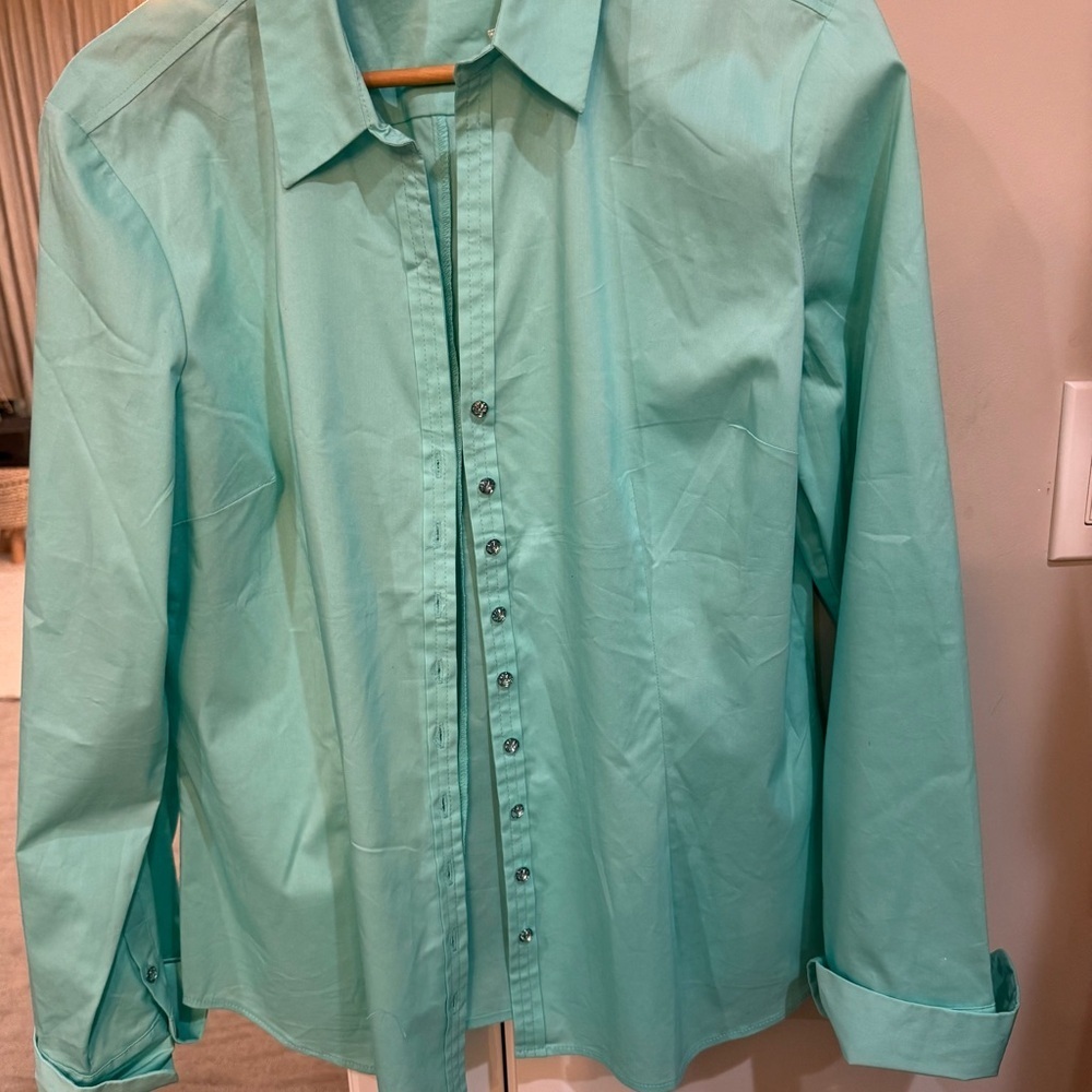 7TH Avenue Design Studio Aqua Women’s Shirt NWT Size XL